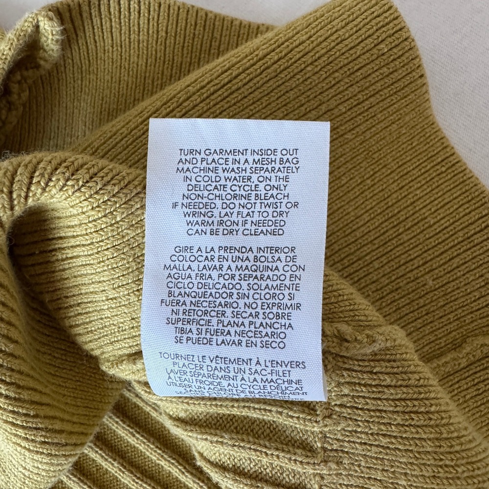Cabi Happy Pullover Sweater S Chartreuse Ribbed Asymmetric Cowl Neck Avant-Garde - Picture 6 of 7
